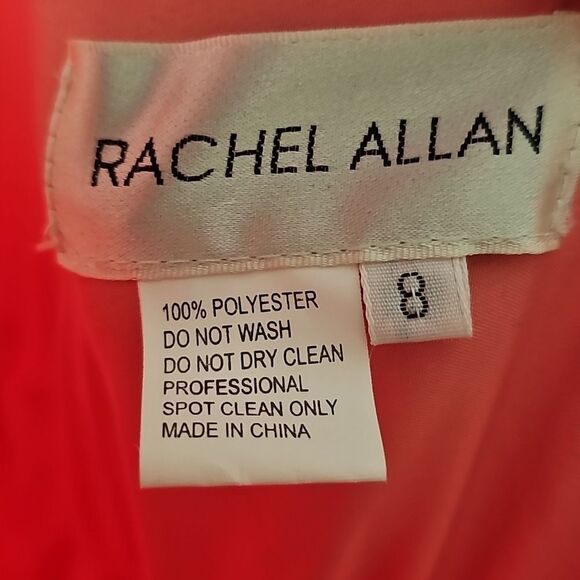 NWT Rachel Allan Neon Coral Beaded Halter A‎ Line Backless Formal Gown 8 - Picture 15 of 15